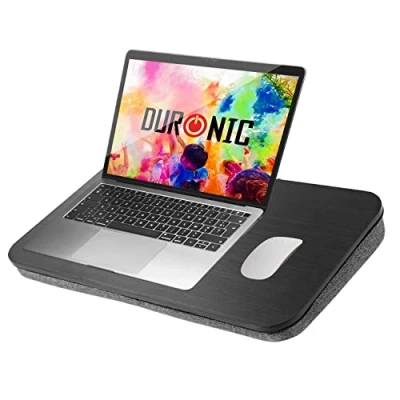 Abbildung von Duronic Laptop Ständer, (DML412 Laptopständer, Ergonomischer Tisch mit Kissen, Halterung Schaumstoffkissenstütze, Große Plattform tragbarem Design, Ideal für Bett, Sofa, Auto)
