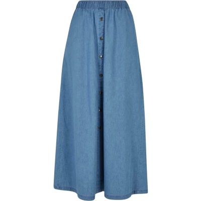 Abbildung von Urban Classics LONG WIDE Light Maxirock, Damen, Größe: XS, Skyblue washed
