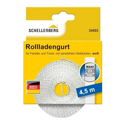 Abbildung von Schellenberg 34503 Rolladengurt 23 mm x 4,5 m System MAXI, Rollladengurt, Gurtband, Rolladenband, weiß