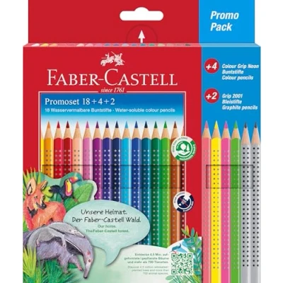 Abbildung von Faber Castell Buntstift Colour GRIP, (Colour 24 tlg), inkl. 4 Neon und 2 Bleistiften