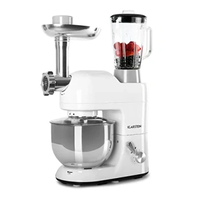 Abbildung von Klarstein Küchenmaschine mit Kochfunktion Lucia Bianca, 1800 W, 5.2 l Schüssel, Knetmaschine Teigmaschine Teigknetmaschine Rührmaschine Fleischwolf