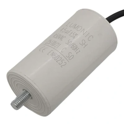 Abbildung von Lumonic Anlaufkondensator mit Kabel 25cm I 45µF 450V 45x84mm 45uF Motorkondensator Kunststoffgehäuse Betriebskondensator für Pumpen, Ras