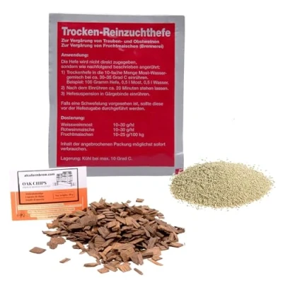 Abbildung von WEINHEFE CHAMPAGNE Sekt Arauner Kitzinger und Gratis Eichenholzchips Trocken Reinhefe für 50L Naturhefe Obstwein hefe Methefe Apfelweinhefe