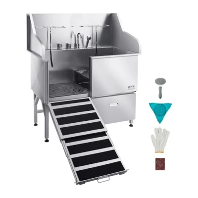 Abbildung von VEVOR Hundepflegebadewanne Hundewaschstation mit linker Tür 1275x795x1435mm