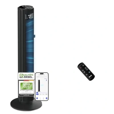 Abbildung von Levoit 7,9m/s Smart APP Turmventilator Leise, Ventilator für Schlafzimmer, 90 Oszillation und 60 Einstellung Tower Fan mit Fernbedienung, 12 Geschwindigkeiten 4 Modi 12Std, App&amp;Sprachsteuerung