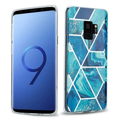 Abbildung von Cadorabo Hülle kompatibel mit Samsung Galaxy S9 Plus Schutzhülle TPU Silikon Case Marmor Design Slim Kratzfest Weiche Gummi Rundumschutz für in Blau