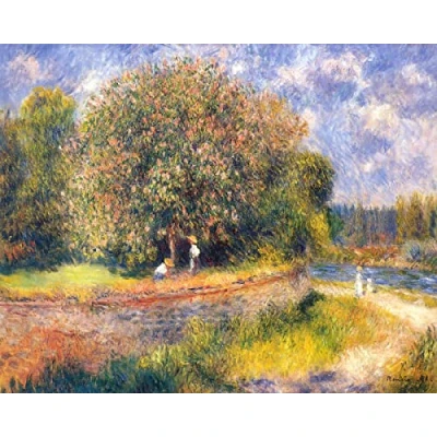 Abbildung von 5D DIY Diamond Painting Kits Pierre Auguste Renoir Baum Blühend Kreuzstich Mosaik Stickerei Strass Vollrundbohrer Manuelles Hobby Wohnkultur 40x50cm