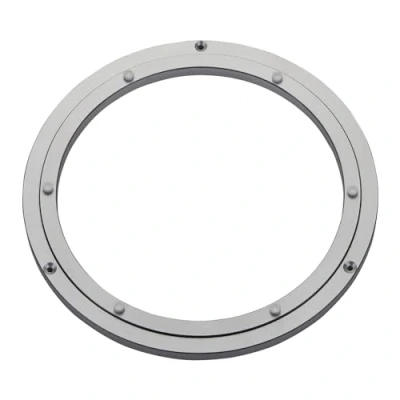 Abbildung von Aluminium Drehkranz silber Ø 304 mm belastbar bis 300 kg, Drehring robust, kugelgelagert, rostfrei Drehteller für Drehtisch, Ausstellungen und Maschinenbau