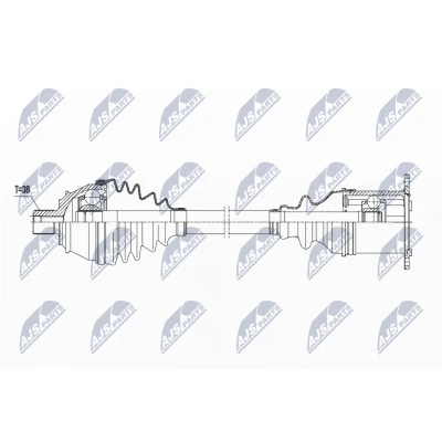 Abbildung von NTY NPW AU 021 Antriebswelle Vorderachse rechts 483 CVT Automatikgetriebe (Stufenlos) AUDI: A6 C6 Avant, Limousine