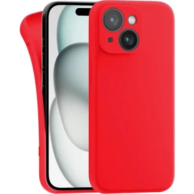 Abbildung von MyGadget Hülle Kompatibel mit iPhone 15 robuste Silikon Schutzhülle TPU Case Slim Silikonhülle Back Cover Kratzfest Handyhülle Matt Rot