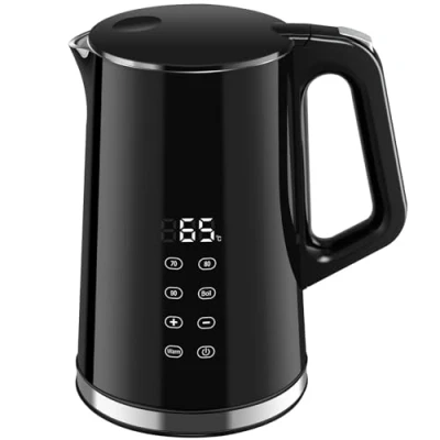Abbildung von VORSCH Wasserkocher Edelstahl 1,7 L mit LCD Temperaturanzeige, Temperaturwahl 40 100 C, Trockengehschutz, Warmhaltefunktion, Doppelwand 360 Basis, BPA frei, 2200W, Schwarz