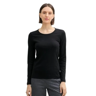 Abbildung von TOM Tailor Langarm Langarmshirt, Damen, Größe: XXL, Deep black