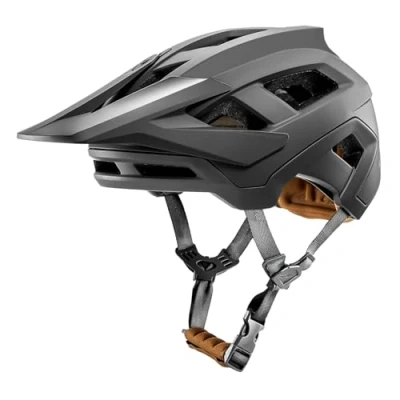 Abbildung von Fahrradhelm Mountainbike Helm MTB Helme Visier Verstellbar für Herren Damen Erwachsene Jugend (Dunkelgrau Gold, L(58 62CM))