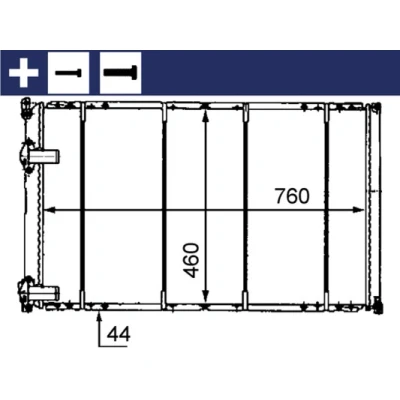 Abbildung von MAHLE ORIGINAL CR 526 000S Kühler, Motorkühlung RENAULT: MASTER 2 Kasten, Bus, Pritsche/Fahrgestell, OPEL: Movano A Kastenwagen