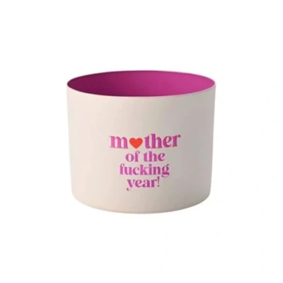 Abbildung von Goa, Windlicht, Motiv: Mother of The Fucking Year!, weiß/neon pink, H7,5cm, D10cm