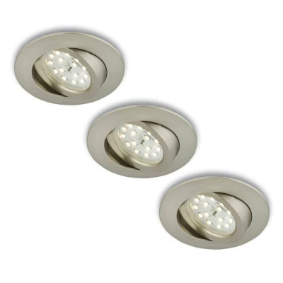 Abbildung von Briloner Leuchten 7209 032 LED Einbauleuchten 3er Set, Einbaustrahler schwenkbar, 230V, kein Trafo notwendig, Einbaulaulampe 5W, warm weiß, flache Einbautiefe 3cm, energiesparend, rund, matt nickel
