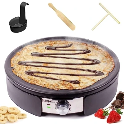 Abbildung von Duronic 2 in 1 Crêpesmaker, PM152 Crepe Maker, 1500 Watt, mit 37 cm Antihaftplatte, Crepegerät