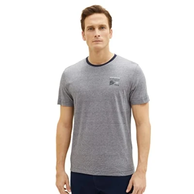 Abbildung von TOM TAILOR Herren 1037268 T Shirt mit Print, 31989 Navy Stonington Blue Stripes, 3XL
