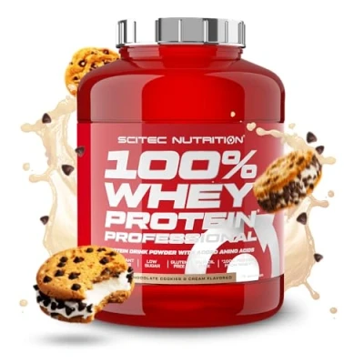 Abbildung von Scitec Nutrition 100% Whey Protein Professional Angereichert mit zusätzlichen Aminosäuren und Verdauungsenzymen Glutenfrei Palmölfrei, 2.35 kg, Schokolade Cookies &amp; Cream