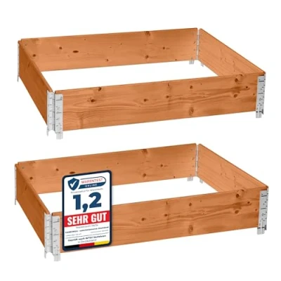 Abbildung von Garronda Hochbeet Profil 2er Pack Palettenrahmen 120x80x20 Holz für Pflanzen GD 0075 (2 St., Set)