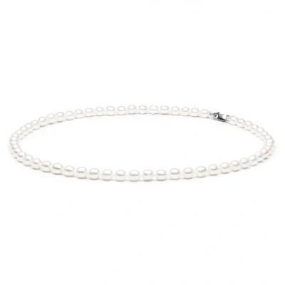 Abbildung von Gaura Pearls Perlenkette Leicht weiß reisförmig 45 cm, echte Süßwasserzuchtperlen, 925er rhodiniertes Silber