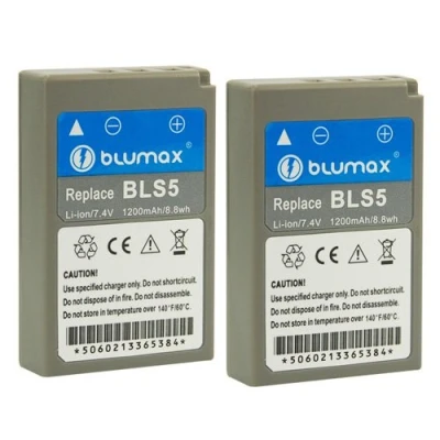 Abbildung von 2X Blumax Akku für Olympus BLS 5 / 50 1100mAh kompatibel mit Stylus 1 1s Pen E PL2 PL3 PL5 PL6 PL7 P3 PM1 PM2 OMD M10 und Mark II