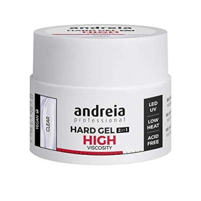 Abbildung von Andreia Professional Hartes Nagelgel Zweiphasig 2 in 1 LED und UV Gelaufbau Gel mit hoher Viskosität für harte, starke Nägel, Spitzen Verlängerungen Aufbaugel Nägel Farbe Klar 44g