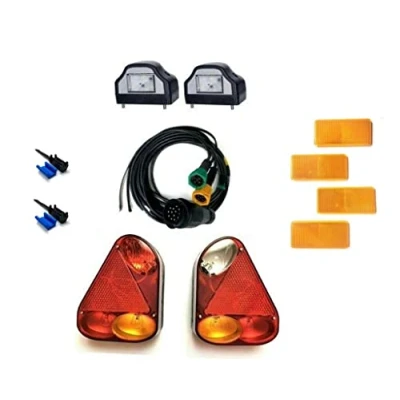 Abbildung von MelTruck® Anhängerbeleuchtung Bajonett SET 2x LED Kennzeichenleuchte 13 PIN Kabelbaum 7m
