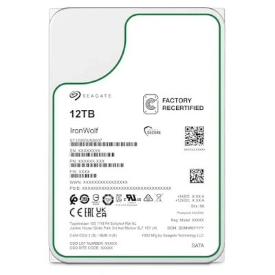 Abbildung von Seagate IronWolf NAS 12 TB Interne Festplatte ST12000VN0007 3,5 Zoll HDD 7200RPM 256MB SATA3 (Generalüberholt)
