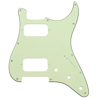 Abbildung von Musiclily Pro 11 Löcher Round Corner HH Strat Pickguard 2 Humbuckers Schlagbrett für American/Mexican Fender Standard Stratocaster E Gitarre, 3 lagig Mint Green