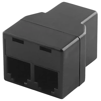 Abbildung von BestPlug Modular Telefon Adapter Verteiler Splitter Weiche Verbindungsstück, 1 RJ11 6P4C Buchse Kupplung weiblich auf weiblich, Schwarz