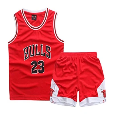 Abbildung von ISOVNUS Geek UP Kleine Jungen 2er Set Basketball Trainings Ärmellos Trikot und Hose, Little Boys Training Jersey (7 8 Jahre, L, Weiß)