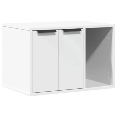 Abbildung von vidaXL Katzenklo Schrank, Katzenschrank Katzentoilette, Beistelltisch Katzenhaus, Katzenmöbel Verstecktes Design, Weiß Holzwerkstoff