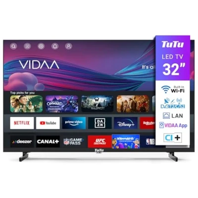 Abbildung von TuTu Smart TV 32 Zoll(80cm) Fernseher(VIDAA) HD Ready Triple Tuner App Store WiFi HDMI USB Hotelmodus Randlos(2024)