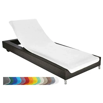 Abbildung von Brandsseller Schonbezug für Gartenliege, Strandliegenauflage, Frottee Schonbezug, 100% Baumwolle ca.75x200 cm (ca.75x200 cm, Schneeweiß)