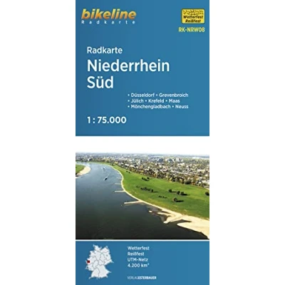 Abbildung von Radkarte Niederrhein Süd (RK NRW08): Düsseldorf Grevenbroich Jülich Krefeld Maas Mönchengladbach Neuss (Bikeline Radkarte)
