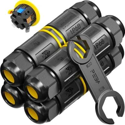 Abbildung von PEBA Kabelverbinder IP68 5 polig Abzweigdosen Verbindungsbox Verbindungsmuffe mit, für 4 14mm Kabel, Garten Outdoor Freienwasserdicht, Stück Schwarz