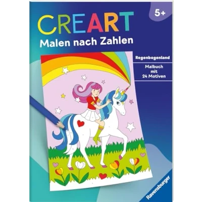 Abbildung von Ravensburger CreArt Malen nach Zahlen ab 5: Regenbogenland, Malbuch, 24 Motive