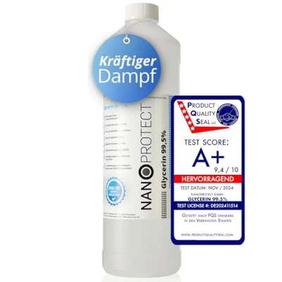 Abbildung von Nanoprotect Handseife Glycerin 99,5%, 1 Liter (1,25 kg), Rein pflanzliches Glycerol, Pharma und Lebensmittelqualität E422