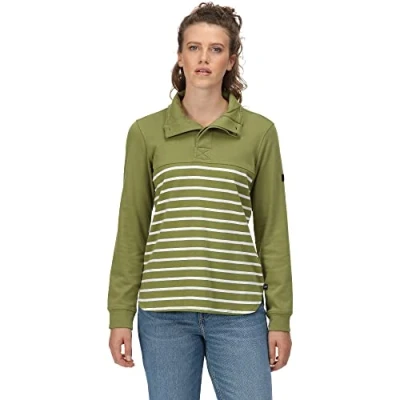Abbildung von Regatta Camiola II Damen Fleece Oberteil mit Knopfausschnitt, Grüne Felder, weiße Streifen, 44