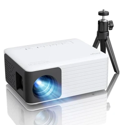 Abbildung von AKIYO Mini Beamer, Full HD Beamer Handy für Heimkino, O1 Video Klein mit Ständer, Trabare Outdoor, Projektor iOS, Android, Windows, Kompatibel HDMI/Laptop/USB/Fire Stick/PS5