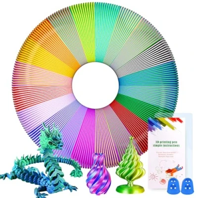 Abbildung von PITMT 3D Stift Filament PLA, 20 PCS Zweifarbig Pen 1,75 mm, Je 5M mit Vorlagen für Kinder &amp; Erwachsene, Zubehör ODRVM, Tecboss, Lovebay, Drucker