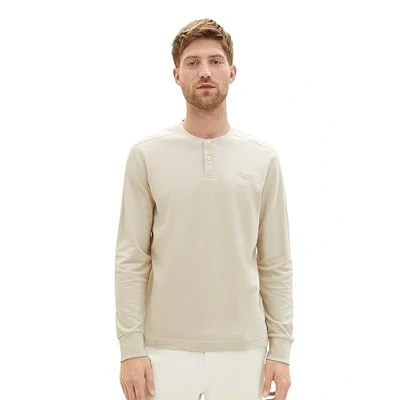 Abbildung von TOM Tailor MIT Struktur Langarmshirt, Herren, Größe: Large, Beige alfalfa