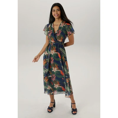 Abbildung von Aniston SELECTED Wickelkleid, mit blickdichtem Jerseyfutter NEUE KOLLEKTION