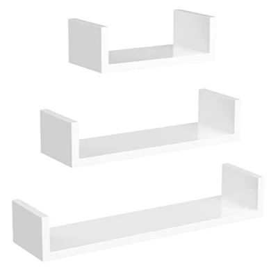 Abbildung von SONGMICS Wandregal, 3er Set, Schweberegal, 30/45/60 cm, Regal zur Wandmontage, bis 15 kg belastbar, für Wohnzimmer, Arbeitszimmer, Badezimmer, Küche, weiß LWS66W