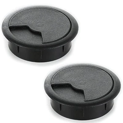 Abbildung von sossai® Kabeldurchführung KDM2 (2 Stück) Kabeldurchlass/Schreibtischkanal für Schreibtische, Büro &amp; Arbeitsplatten Farbe: Schwarz Durchmesser: 80 mm Material: Kunststoff