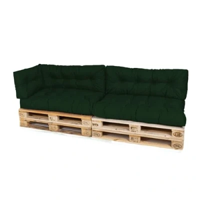 Abbildung von TexDeko® Garden Palettenkissen 120x80x18cm wasserabweisend UV beständig In &amp; Outdoor Premium Sitzkissen gesteppt Palettenauflage für Europaletten (5 TLG Set, Dunkelgrün)
