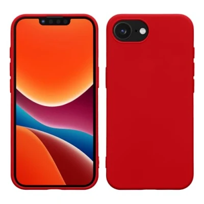 Abbildung von kwmobile Hülle kompatibel mit Apple iPhone SE 2025 / 4 4. Generation gummierte TPU Silikon Handyhülle Schutzhülle für kabelloses Laden Case in Klassisch Rot
