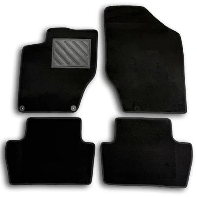 Abbildung von MTC Fußmatten für Citroen C4 II / DS4 10.2010&gt;12.2020, passgenau, aus schwarzem Teppich, mit Knöpfen und Absatzschoner verstärktem Gummi