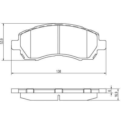 Abbildung von MAPCO 6844 Bremsbelagsatz Vorderachse mit akustischer Verschleißwarnung SUBARU: Legacy 2 Kombi, Impreza I Limousine, 3 Kombi
